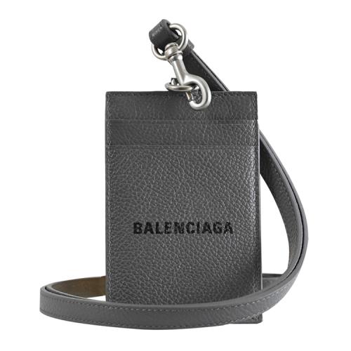 BALENCIAGA 巴黎世家 715461 品牌LOGO頸掛卡片證件夾.灰