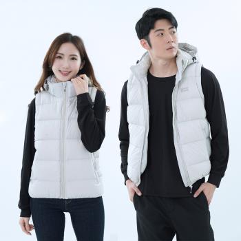 【遊遍天下】男女款可拆帽防潑水防風保暖90%羽絨背心GV22019(S-5L 大尺碼) /淺灰