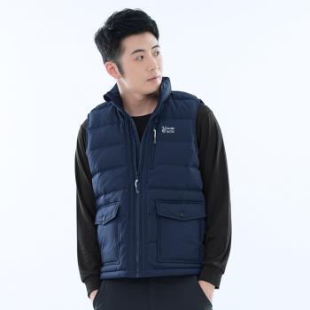 【遊遍天下】男款立領防潑水防風保暖90%羽絨背心GV22021丈青(M-5L 大尺碼)