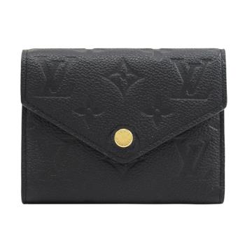 Louis Vuitton LV M64060 VICTORINE 牛皮壓紋扣式零錢中短夾.黑