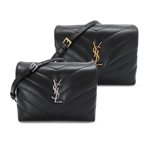 YSL  LOULOU TOY牛皮 Y字縫線厚皮層翻蓋可調式斜背包(任選)