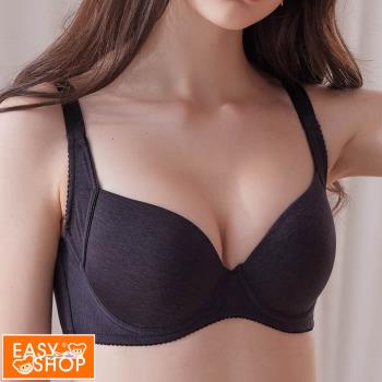 【EASY SHOP】舒適無痕素面軟鋼圈大罩杯內衣-時尚黑