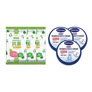 【Baan 貝恩】潔膚抗菌柔濕巾30抽20包+貝臣 萬用護膚膏150ml*3