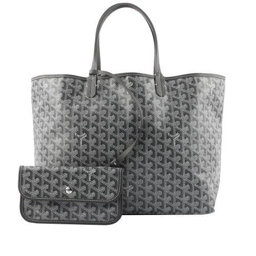 GOYARD Saint Louis PM 經典圖紋中型購物包(灰色) STLOUIPMLTY51CL51P