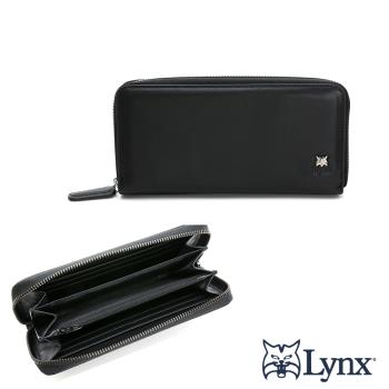 Lynx - 美國山貓進口nappa牛皮軟質感8卡單拉鍊加厚長夾