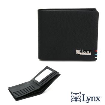 Lynx - 美國山貓進口小牛皮自然紋雙開加厚透明窗5卡短皮夾
