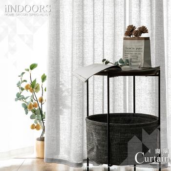 【iINDOORS】150x200cm透光防窺亞麻紗簾 薄紗雪紡窗簾 免鑽孔 遮陽-麻紗灰