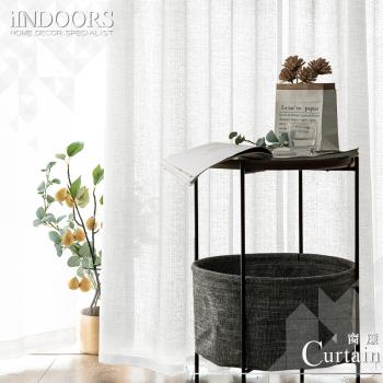 【iINDOORS】150x200cm透光防窺亞麻紗簾 薄紗雪紡窗簾 免鑽孔 遮陽-麻紗白