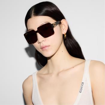 【GUCCI 古馳】方形膠框太陽眼鏡(GG1692SA-002 GG LOGO 系列)
