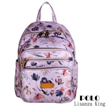 包【Lisanza King POLO】輕量尼龍富貴花配皮後揹包