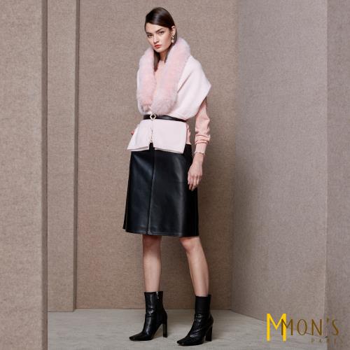 MONS 狐狸毛領100%cashmere披肩外套
