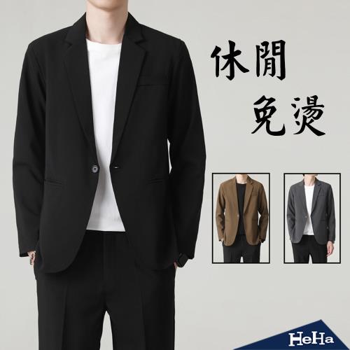 【HeHa】韓版單釦休閒西裝外套 四色