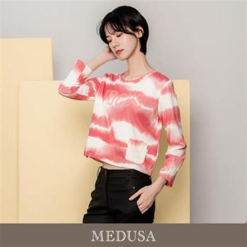 現貨【MEDUSA 曼度莎】粉色暈染長袖抽繩T恤（M-XL）｜女休閒上衣 女長袖T恤