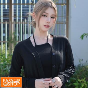 【EASY SHOP】Banana Pie-BRA TOP-刷毛削肩綁帶BRA TOP-墨黑
