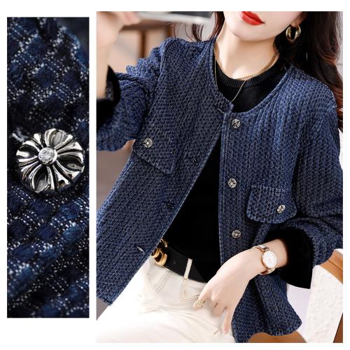  AKARA 帥氣丹寧藍時尚合身針織牛仔外套 (外套風衣 中大尺碼 顯瘦 秋新品)