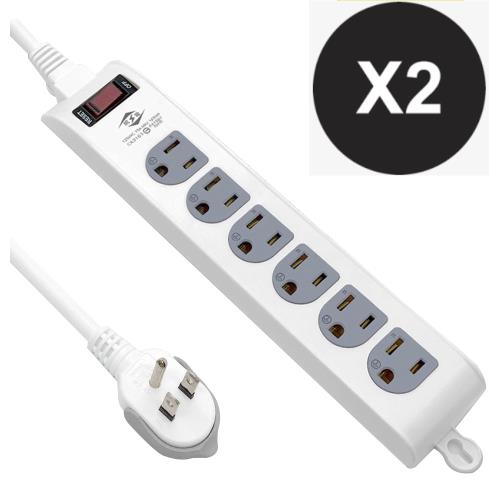 【威電】2入組CK-3163-15 3孔1開6座 可壁掛 防雷擊 電腦線 延長線 15尺/4.5M(拉環插頭 好拔 過載斷電 電源線組)