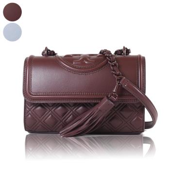 TORY BURCH 專櫃款 FLEMING 浮雕LOGO牛皮菱格紋肩背/斜背二用包-(新款任選)