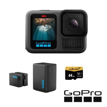 【GoPro】HERO13 Black 雙充電量加倍套組 (HERO13單機+Enduro雙充+Enduro高續航電池組+64G記憶卡) 正成公司貨