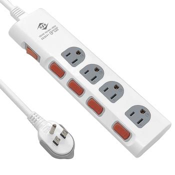 【威電】2入組CK-3541-6 3孔5開4座 掛孔 加大間距 電腦線 延長線 6尺/1.8M(平貼 拉環 插頭 好拔 過載斷電 電源線組)