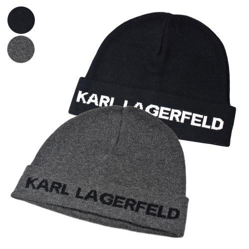 KARL LAGERFELD 簡約LOGO反折毛帽-(新款任選)
