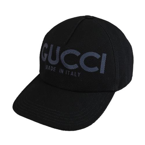 GUCCI 777373 經典品牌LOGO帆布遮陽棒球帽.黑