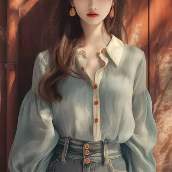【LANNI 藍尼】★浪漫主義雪紡襯衫上衣(上衣/女裝/雪紡/襯衫/休閒/百搭/通勤)