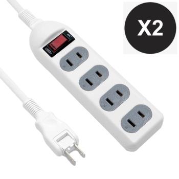 【威電】2入組CK-2142-6 2孔1開4插6尺 延長線 電源線(新安規 臺灣製 180度任意轉插頭 過載斷電)