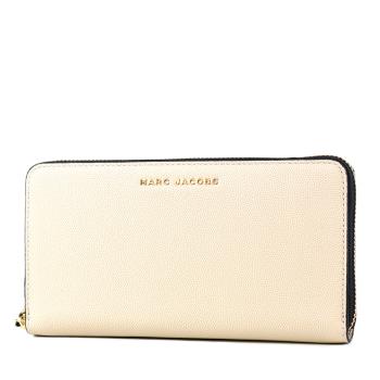 MARC JACOBS 魚子醬皮革拉鍊長夾-米色