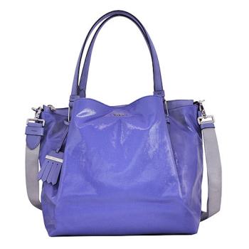【TOD’S】FLOWER 漆亮帆布拉鍊手提/肩斜揹包-大(淺紫色)