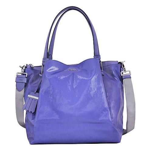 【TOD’S】FLOWER 漆亮帆布拉鍊手提/肩斜背包-大(淺紫色)