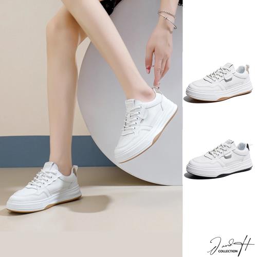 【J&H collection】新款質感柔軟小白鞋 休閒鞋(卡其色 / 黑色)