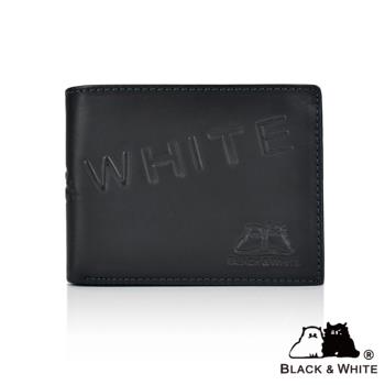 【BLACK&WHITE】 黑白貓 上翻抽取式 9卡3窗格 皮夾/男夾/短夾(黑色)