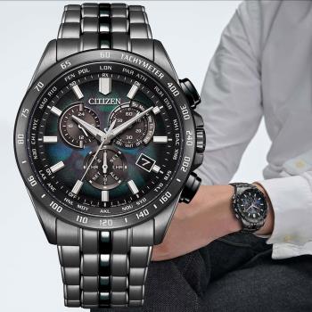 CITIZEN星辰 GENTS系列 100週年限量 宇宙幻彩 電波對時 光動能計時腕錶 CB5878-56E