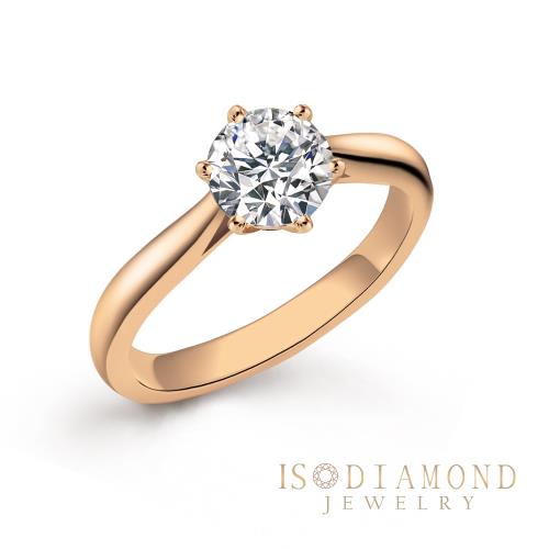 【ID】IGI 1克拉 最白Dcolor VS1 18K玫瑰金戒 高規格淨度(培育鑽石)-簡約六爪款