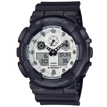CASIO G-SHOCK 經典黑白 雙顯腕錶 GA-100WD-1A