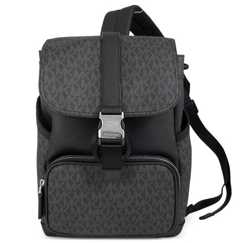 MICHAEL KORS 滿版MK拼接滑扣式單肩包(男款/黑色)