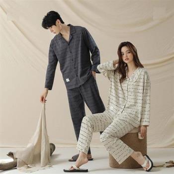 【巴黎精品】睡衣套裝長袖居家服-純棉字母印花情侶男女休閒服2款w1ad51