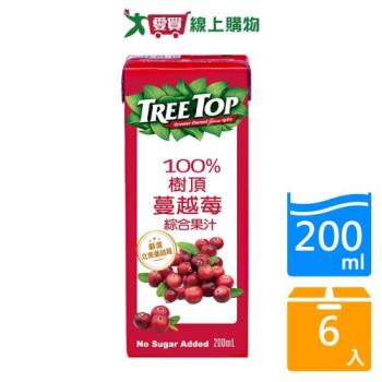 樹頂100%蔓越莓綜合果汁200MLx6【愛買】