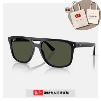 【RayBan 雷朋】雙槓飛行員膠框太陽眼鏡(RB2213-901/31 58mm)
