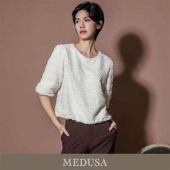 現貨【MEDUSA 曼度莎】紋理泡泡公主袖上衣（M-XL）｜女長袖上衣 上班穿搭