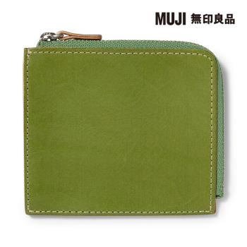 手染滑革L型皮夾 綠色【MUJI 無印良品】