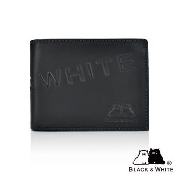 【BLACK&WHITE】黑白貓 側翻抽取式 15卡2窗格 有拉鍊層 皮夾/男夾/短夾(黑色)