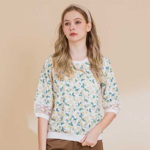 【YUTZUYA 優姿雅】浪漫粉花宮廷圖騰荷葉小拋袖上衣