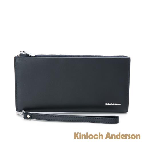 【金安德森】Anders 牛皮磁扣拉鍊長夾-夜空藍  