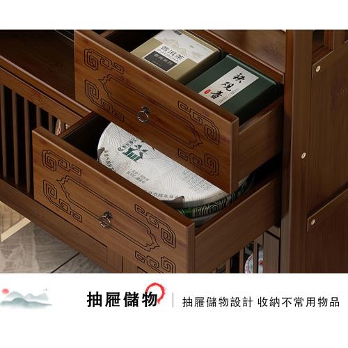 中式客廳多功能茶櫃加高架腳四層置物70*29*100CM|收納櫃|ETMall東森購物網