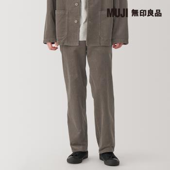 男吉貝木棉混燈芯絨寬版褲 摩卡棕【MUJI 無印良品】