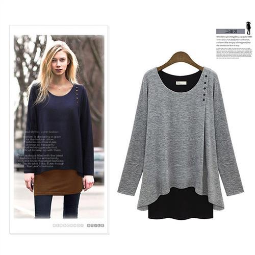 A3 假兩件薄款長版上衣