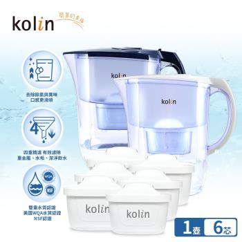kolin 歌林 四重精濾濾水壺 3.8L+濾芯6入 (共7芯/適用Brita)