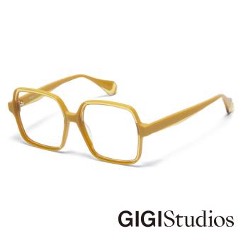 【GIGI Studios】歐美內圈透明造型光學眼鏡(黃 - VIVID-6819/5)