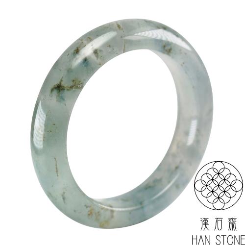 【漢石齋】天然水沫玉 手鐲玉鐲 冰種飄花(手圍18.3/版寬11.3mm)